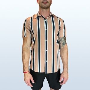 SHEIN Men’s Striped Button Down Shirt, Size Large